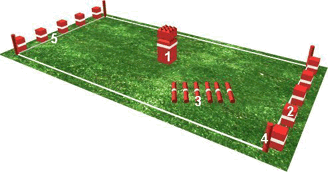 Поле и фигуры для игры
Kubb.